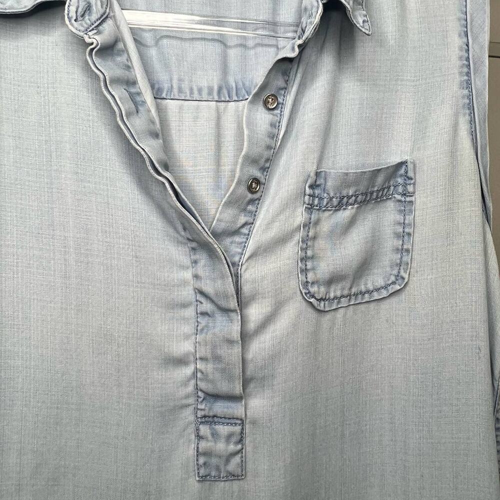 TWO by VINCE CAMUTO Sleeveless Pullover Chambray Mini Dress Light Blue Size M - Picture 6 of 7
